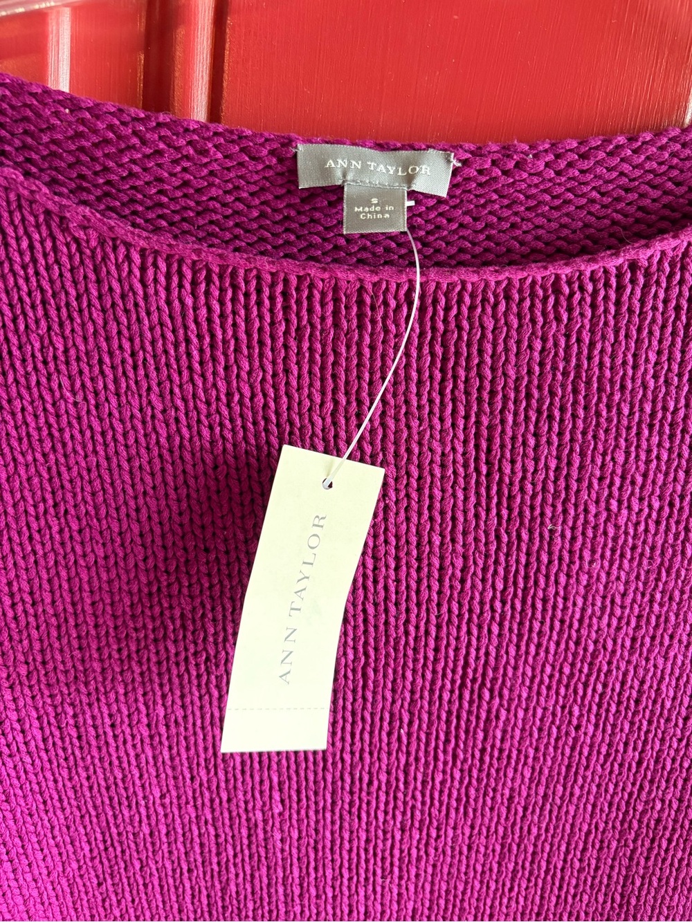 Ann Taylor Magenta Crewneck Knit Sweater - Picture 3 of 6